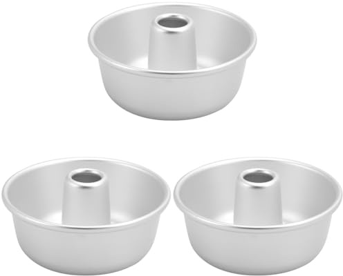 HOMSFOU 3 Pack Donut Moulds for Baking Round Cake Mold Non-Stick Aluminium Bakeware Supplies Crimped Edge Savarin Pastry Pan for Doughnuts Brownies Desserts