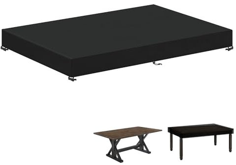 LAMUNI Garden Table Top Covers Waterpoof, 190x90x15cm Outdoor Garden Furniture Covers Fitted Rectangle Table, Heavy Duty Oxford Patio Tabletop Cover, Outdoor Table Cloth for Garden Rattan Tables