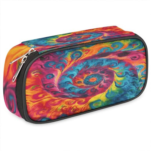 Watercolor Spray Big Capacity Pencil Case Colorful Explosion Pencil Pouch with Zipper Compartments Pen Holder for College School Portable Stationery Storage Bag for Girls Boys