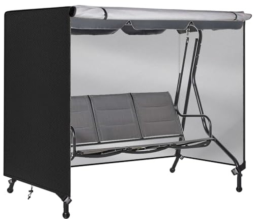 Housse de Balançoire Hollywood Imperméables,(180×125×160cm)Couverture de Protection Balancelle Hollywoodienne Coupe Vent,bache protection balancelle de jardin avec Boucle Coupe Vent420D (Noir)