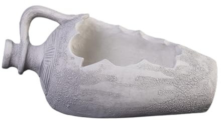 gartendekoparadies.de Amphore als Blumentopf Pflanzgefäß, H. 20 cm, L. 40 cm, B. 21 cm, 2 Liter, Grau, aus Steinguss frostsicher für Außenbereich