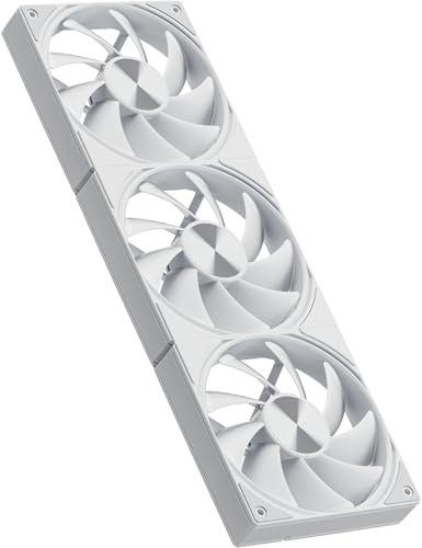 upHere gaming U3T3 All-in-One PC Fan, Low Noise 4-Pin PWM 3x120mm Case Fan, High Performance Cooling 1650 RPM Hydraulic Bearing Computer Fan, 25dB(A) Quiet Fan for PC Case CPU Cooling - White