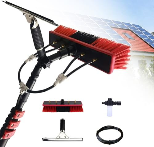 Wasserführende Teleskopstange,Telescopic Pole Waschbürste,Fensterputzer mit Teleskopstiel,Wasserführende Teleskopstange Glasdach PV Anlage Reinigungsgerät,Set für solaranlagen und Fenster(Size:39FT/12