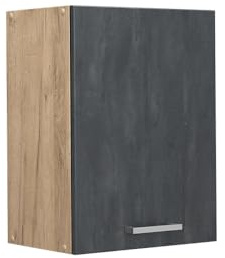 Vicco Hängeschrank R-Line, Schwarz Beton, 45 cm | 1 Tür · 1 Einlegeboden · Tiefe – 31 cm · ✓ Frei kombinierbar · ✓ Praktischer Stauraum