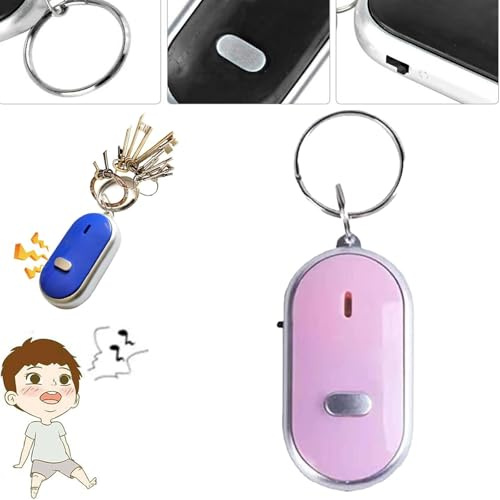 Key Locator, Sound Activated Sensor Key Finder Key Fob, Portable Key Finder Remote Control, Whistle Key Finder Device, Smart Item Locator, Anti Lost Alarm LED Sound Keychain With Flash Light (pink)
