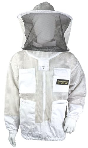 Imkerschutzjacke Imkerjacke Full-Air mit integriertem Schleier weiß mit Reißverschluss Größe S