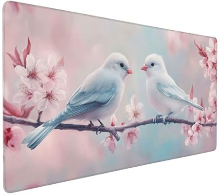 Gaming Mauspad XXL Vogel Mousepad 800x400x4mm Baum Verlängertes Mauspad Schreibtischauflage,Genähte Kanten Mauspad,Verbessert Präzision und Geschwindigkeit Wasserdicht Geeignet für Büro und Spiele