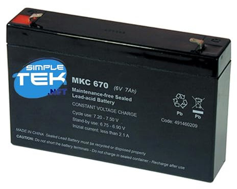 SIMPLETEK - Batteria al piombo 6V 7Ah 151 x 94 x 34 mm | Perfetta per UPS, Emergenze e Biciclette Elettriche | Faston 4,8mm