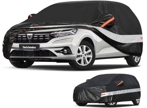 Holthly Autoabdeckung Passend für Dacia Sandero(2008-2025) 10 Schichten Vollgarage Auto Abdeckplane 100% Wasserdicht Autoplane Outdoor Autogarage Staubschutz,Wind,Regen und UV Schutz
