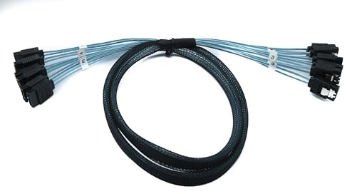System-S SFF-8087 Cable 100 cm 6x SATA 7 Pin Male to 6x Male Adapter for RAID Hard Drive Motherboard