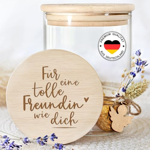 Grandora Vorratsglas Geschenk für Beste Freundin Aufbewahrungsglas Freundschaftsgeschenk Geschenkidee Keksdose Geschenkglas mit Gravur XHG1039-02