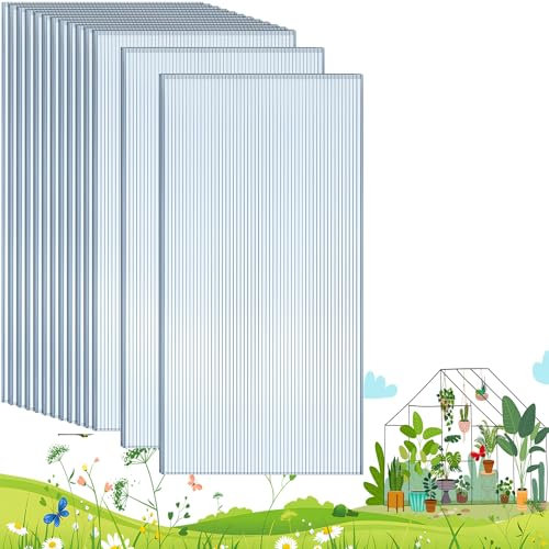 TEOV Polycarbonate Greenhouse Sheets 14Pcs 121x60.5 cm, 4mm Polycarbonate Roofing Sheets, Twin-Wall Transparent Panels for Greenhouse Garden