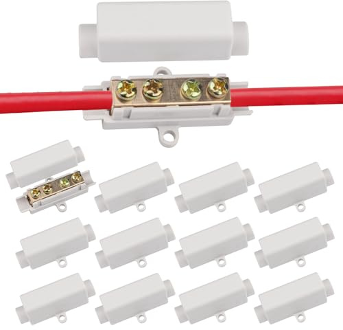 12 pezzi di connettori in ottone ad alte prestazioni con doppia vite, alloggiamento in ABS, morsettiera a filo d'urto, adatto per filo da 2,5 a 16 mm² – Connettori per cavi ad alte prestazioni con