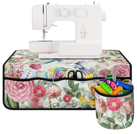 Coloranimal Pink Rose Hummingbird Print Sewing Machine Accessories Sewing Mat Fashion Muffling Mat to Reduce Vibrations Noise Machine Carry Pad for Home Kitchen