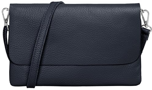 Caspar Elegante Leder Clutch Damen Umhängetasche Abendtasche mit verstellbarem Schultergurt - CLASSIC LINE - Modell No.835 - Made in Italy