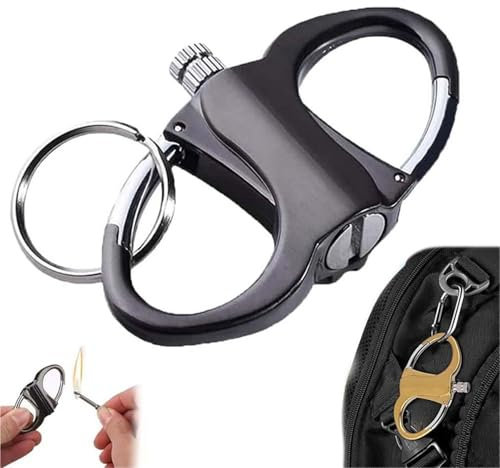 Encendedor de llavero, encendedor de fósforo permanente con llavero, encendedor de queroseno de fósforo multifuncional reutilizable portátil, encendedor de fósforo for acampar al aire libre,(Black)