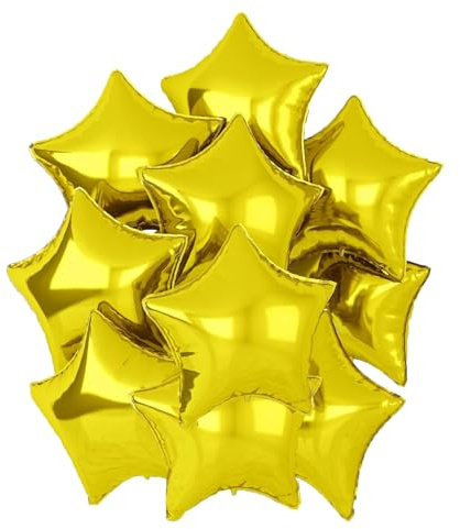 Stern Folienballons Gold, 10 Stück 18 Zoll Golden Stern Folien Luftballons Sternluftballons Heliumballon Star Ballons für Geburtstag Babyparty Hochzeit Verlobung Dekorationen