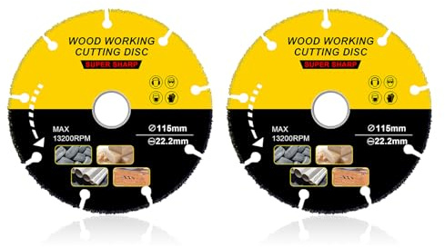 115mm Circular Saw Blades,2Pcs Carbide Multi Wheel Cutting Disc,Multifunctional Angle Grinder Saw Blades,Professional Finishing Saws Disc for Wood,Gypsum Board,Rubber,Plastic,Tire Cutting,22.23mm Bore
