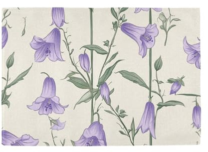 Campanula Rotundifolia Flowers Decorative placemats for dining table heat resistant pvc rectangle quilted placemats individuales para set of 6 12x18