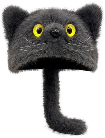 Plüsch Tiermütze Kinder Und Erwachsene,Schöne Katzenmütze,Cartoon-Plüschmütze,Warme Wintermütze Mit Katzenohren,Winter Katzenmütze,Warme Strickmütze Für Mädchen Und Damen Für Gd Fans