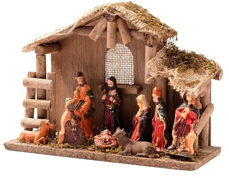 driattie Christmas Nativity Scene Set, Resin Nativity Figures Ornaments Jesus Manger House Figurine Christmas Crib Nativit Figures For Garden Indoor And Outdoor