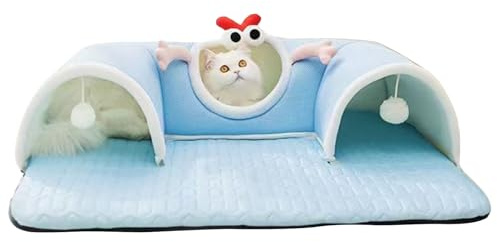 Katzentunnel,Schlafkissen Katzenbett mit Spieltunnel | Haustierzubehör Kissen Schlafmatte Für Kleintiere Welpe Kätzchen Wohlfühl Zuhause Winter Sommer