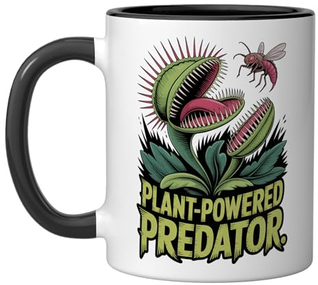 Carnivorous Plants Venus Flytrap Plant Lover Design Ceramic Mug, Black/White