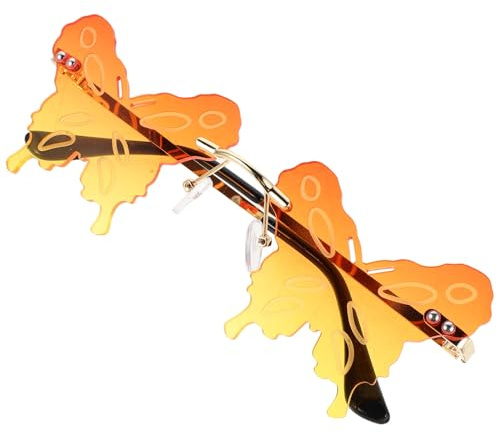 Mikikit Lunettes de Soleil à Monture Invisible Unisexes Dégradées Orange Jaune Légères pour Fêtes Soirées et Événements Festifs Accessoire Mode Original pour Halloween et Noël
