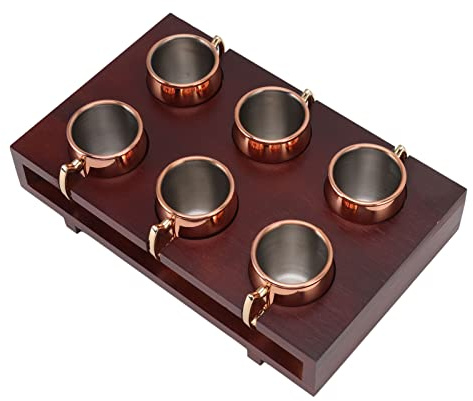Mule Mugg Set Rostfritt stål Trä Barware Värmeisolering Moskva Cocktailkoppar för barer Restauranger 6-pack med hylla
