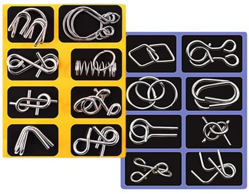 Puzzles en Métal pour | 16 Pièces Éducatif - Jeu de Réflexion en Fil Métallique | pour Soirée Jeu de Société, Salle de Classe, Maternelle, et