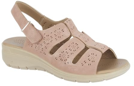 Shoe Tree Women’s Comfort Sandals with Adjustable Back Strap – Lightweight Cushioned Walking Sandals with Supportive Sole (Pink, UK Footwear Size System, Adult, Women, Numeric, Medium, 4)