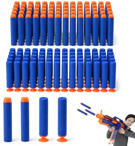 QOWUXHZ 100 Stück Pfeile für Spielzeugpistole, 7,2 x 1,3 cm EVA-Saugnäpfe, weiche Schaumstoffdarts, kindersichere Munition, leicht und ungefährlich für Kinder
