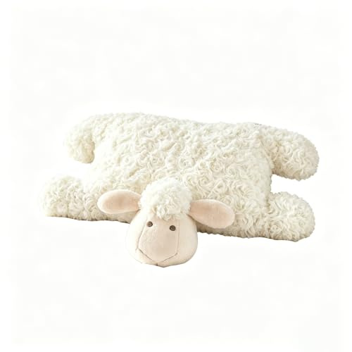 JORCEDI Plüsch Schaf Kissen/Kuschelkissen/Schmusekissen/Stofftier/Kuscheltier/Plüschtier ，für Frauen, Kinder und Einrichtungsfreunde (45cm,Weiß)