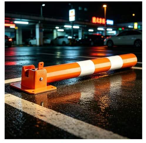 Barrera De Estacionamiento Plegable,Poste Demarcador De TráFico,Con Tiras De Advertencia Impermeable,Bolardos De Seguridad Con Cerradura for Estacionamiento