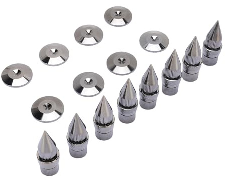 Tosuny Lautsprecher-Spike-Pad-Set, Kupfer Höhenverstellbar | Isolation Spikes for Speakers, Shock Absorber Feet for Subwoofer, Anti Vibration Pads for Amplifier, Turntable Feet