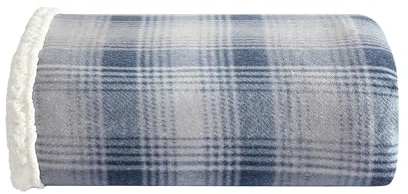 Eddie Bauer - Blanket, Super Soft Reversible Sherpa & Brushed Fleece Bedding, Ideal Throw Blankets for Couch, Plaid Home Design (Nordic Midnight)