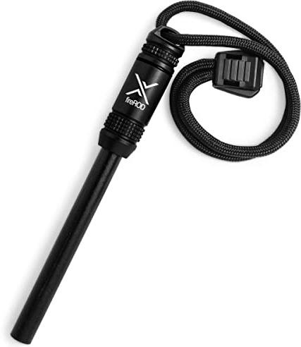 Exotac fireROD Ferrocerium Firestarter with Replaceable 5/16 in. Diameter Waterproof Ferro Rod Striker and Tinder Capsule Compartment with Included quickLIGHT Tabs, Works with Most Bushcrafting Knives