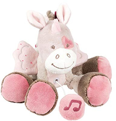 Nattou Mini Spieluhr Einhorn Jade, Nina, Jade und Lili, 24 x 14 x 7 cm, Beige/Rosa