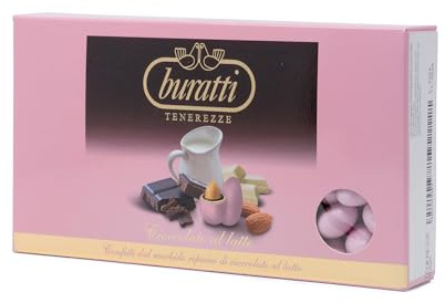 Buratti Confetti Dragées à l'amande Recouverte de Chocolat Tendresses Rose 1 Kg