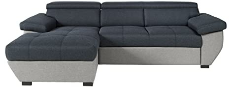 Mivano Schlafsofa Speedway / Moderne Couch in L-Form mit Bett, Bettkasten und verstellbaren Kopfteilen / 267 x 79 x 170 / Zweifarbig: Schwarz-Grau