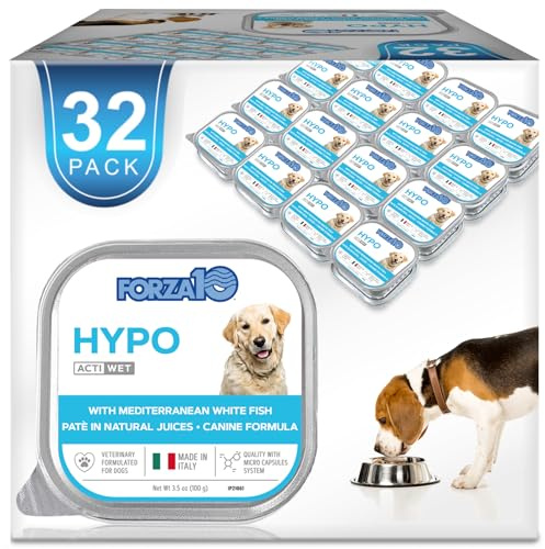 Forza10 - Dog Food, Vet Formulated Wet Dog Food for Allergies, Skin & Coat Support, Non-GMO, Fish Flavor, Made in Italy (3.5 oz, 32 Pack)