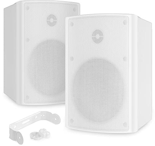 Power Dynamics BGO50 Wand Lautsprecher Boxen Set Wandmontage, 120 Watt, 2-Wege In- und Outdoor Wandlautsprecher mit Wandhalterung, Festmontage an Wand und Decke, Terasse, Gastro, Bars, Weiß
