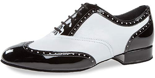 Diamant Chaussures de Danse pour Hommes 177-075-284 - Noir/Cuir Blanc Vernis - 2 cm Standard - Edition limitée - Taille: UK 8