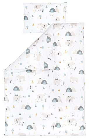 Julius Zöllner Barnsängkläder i 100% bomull, standard 100 av OEKO-TEX, tillverkade i Tyskland, storlek 100 x 135 + 40 x 60 cm, berg björn