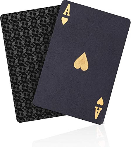 ACELION Waterproof Playing Cards, Deck of Cards, Poker Cards (Black)