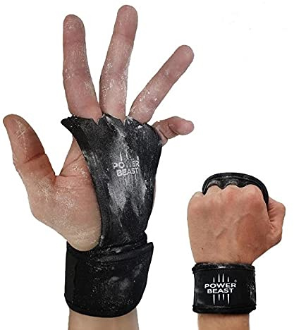POWER BEAST Maniques de Cross Training, Gants Gym, Grips | Gants et Protège Poignet sans Doigts 2 en 1 | Poids, Gymnase, Fitness, Musculation, haltérophilie | Protection Mains et Poupées | 1 Paire.