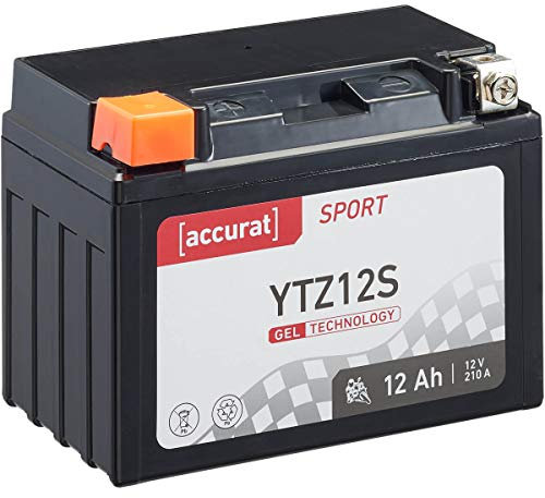 Accurat Motorradbatterie YTZ12S - 12V, 4Ah, 210A, zyklenfest, wartungsfrei, Gel - Starterbatterie, Batterie in Erstausrüsterqualität für Rasentraktor, Roller, Motorrad, Quad