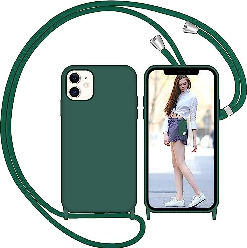 Nupcknn Liquid Silikon Handykette Hülle für iPhone 12/iPhone 12 Pro Hülle Necklace(abnehmbar) Hülle mit Kordel zum Umhängen Handy Schutzhülle mit Band (Zoll)