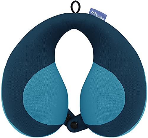 INFANZIA Kids Travel Pillow for Chin Neck Support, Portable Soft Foam U-Shaped Neck Pillow in the Car seat, Airplane or Pram - Stop Toddler's Head from Falling Forward, Gifts for Child/Kids, Blue