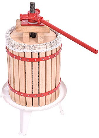 Aufun Prensa de Frutas 18L exprimidor de Fruta Prensa de Vino para UVA, Manzana, Prensa de maíz con manivela Jugo Prensa de puré Que Incluye paño de Prensa (18L)